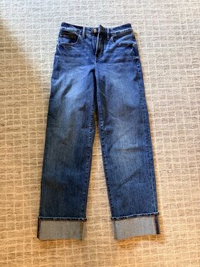 Express High Waisted Cuffed Straight Jeans